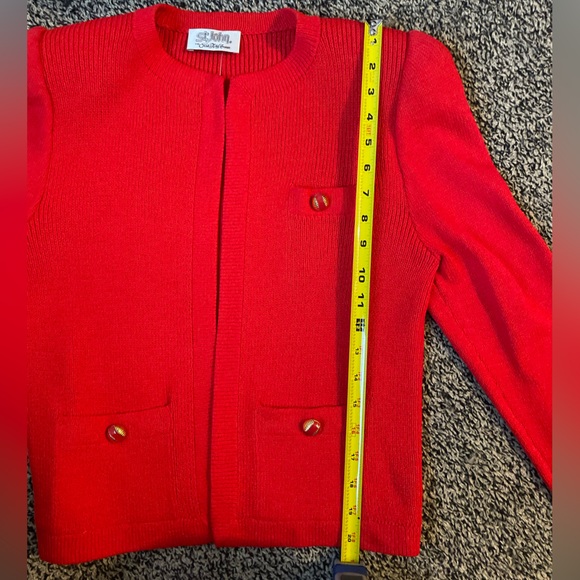 St. John for Saks Fifth Avenue Vintage Red Sweater Cardigan Medium -J - Picture 8 of 9